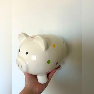 Target Cream Piggy Bank with Colorful Dots